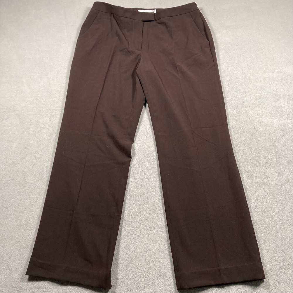 Calvin Klein Women's Dress Pants Size 8 Brown Straight Leg Mid Rise Stretch